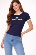Scotland Printed Women’s T-Shirt – Navy Fitted Sports Style Tee
