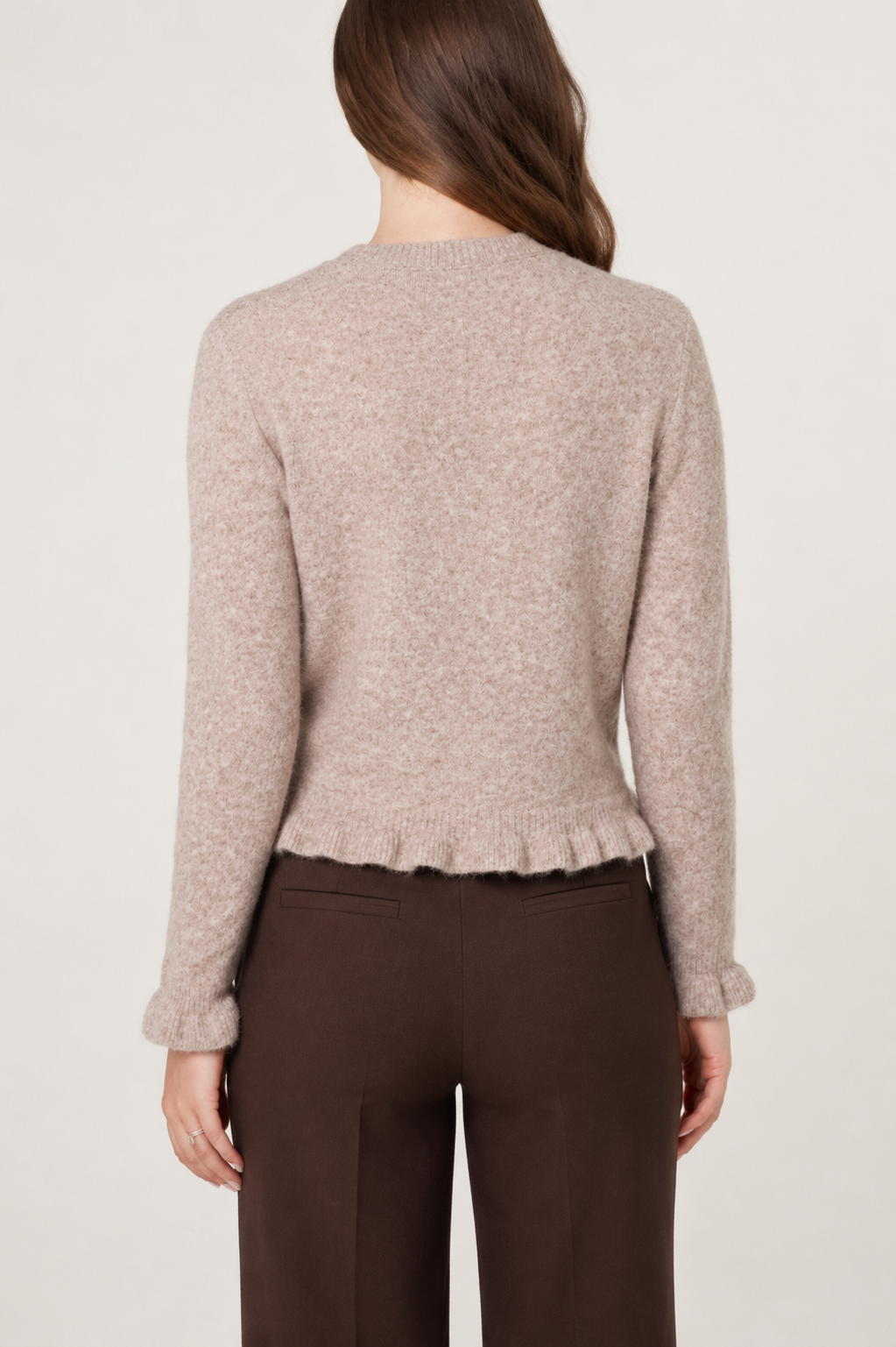 Ruffle Trim Button Through Cardigan