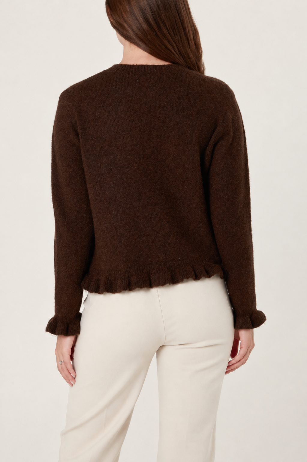 Ruffle Trim Button Through Cardigan