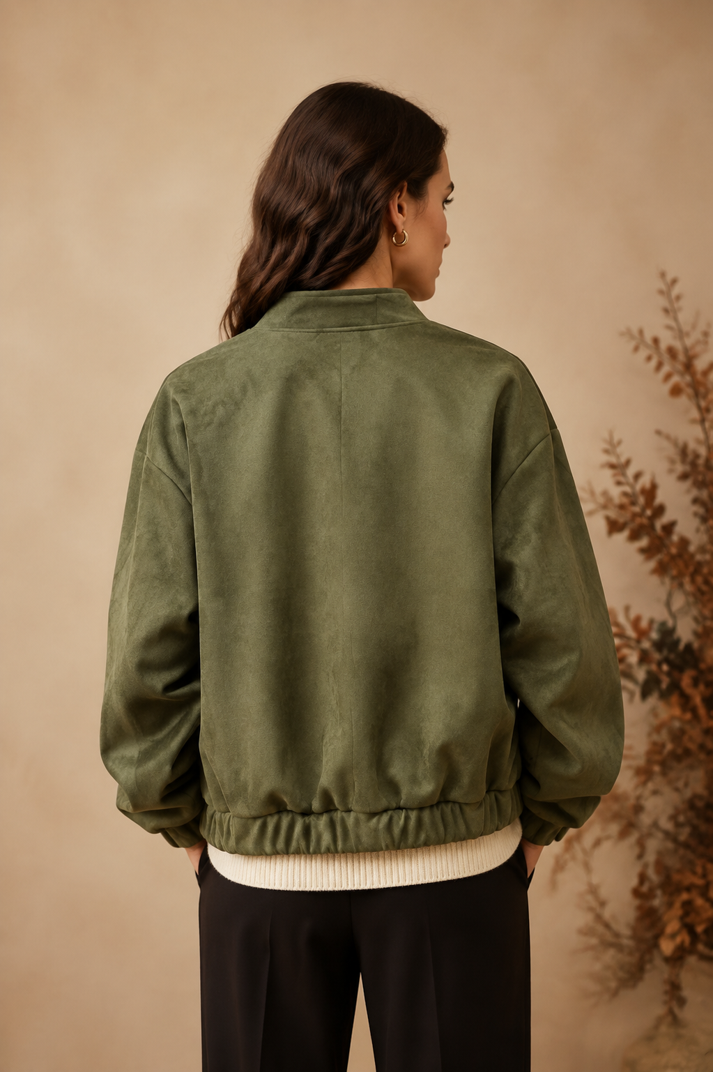 Faux Suede Bomber Jacket