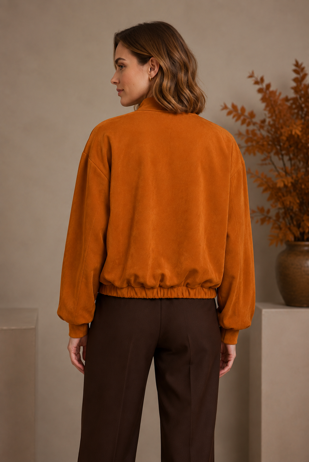 Faux Suede Bomber Jacket