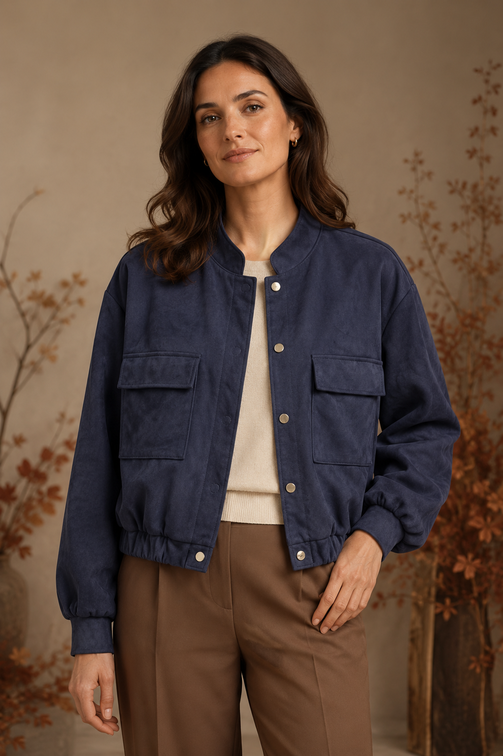 Faux Suede Bomber Jacket