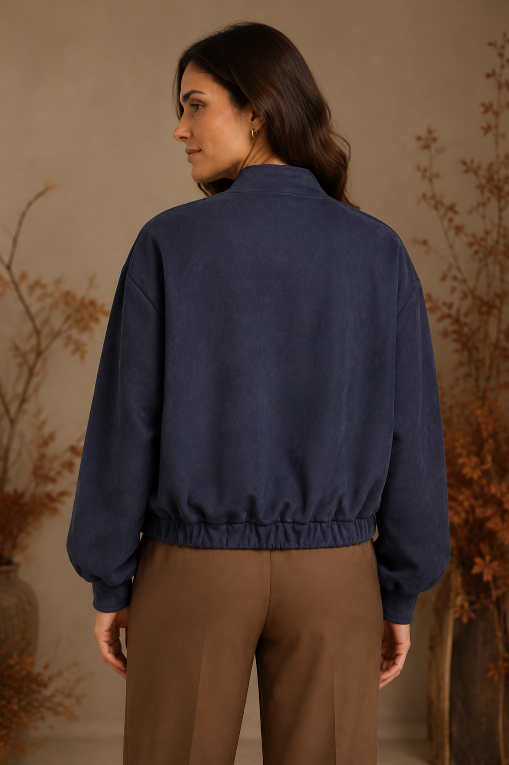 Faux Suede Bomber Jacket