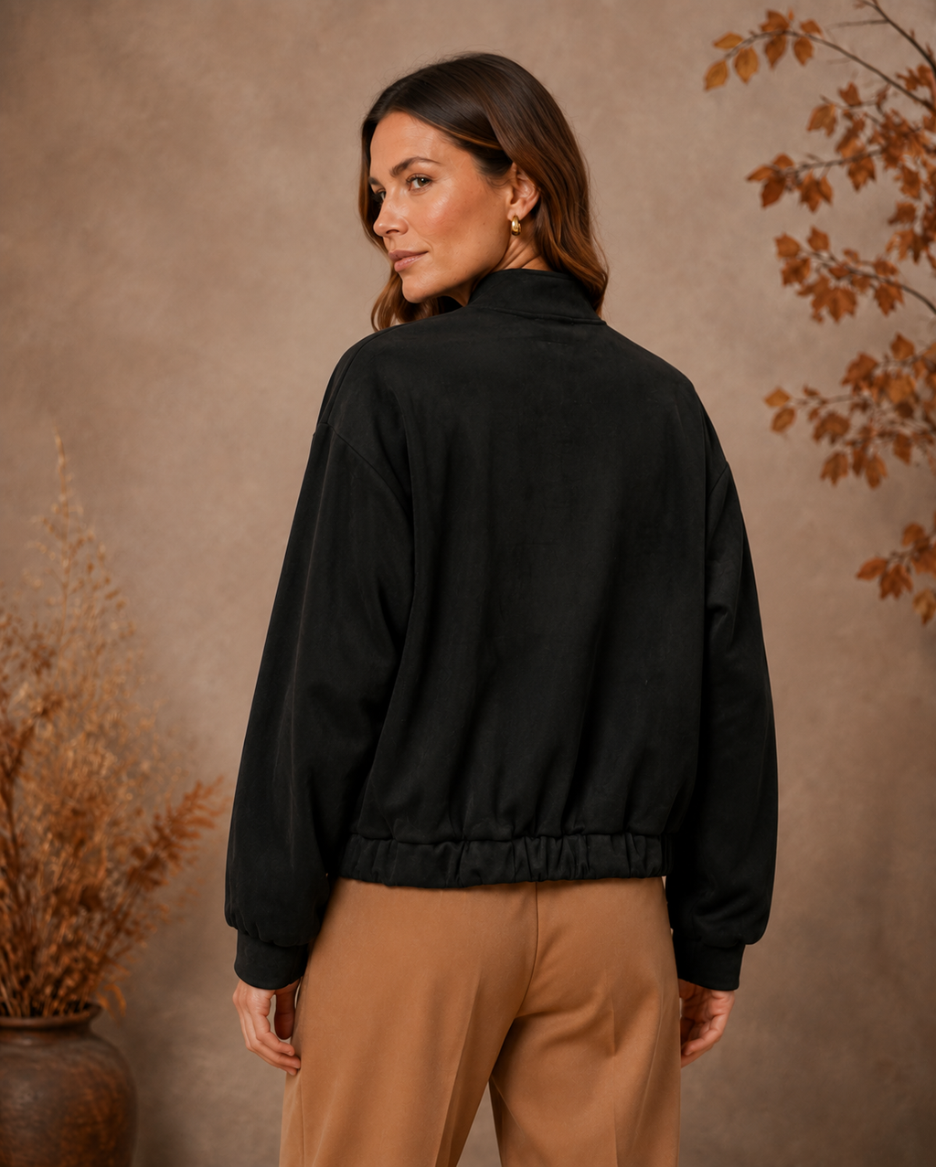 Faux Suede Bomber Jacket