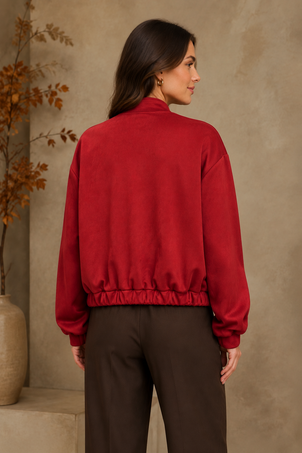 Faux Suede Bomber Jacket