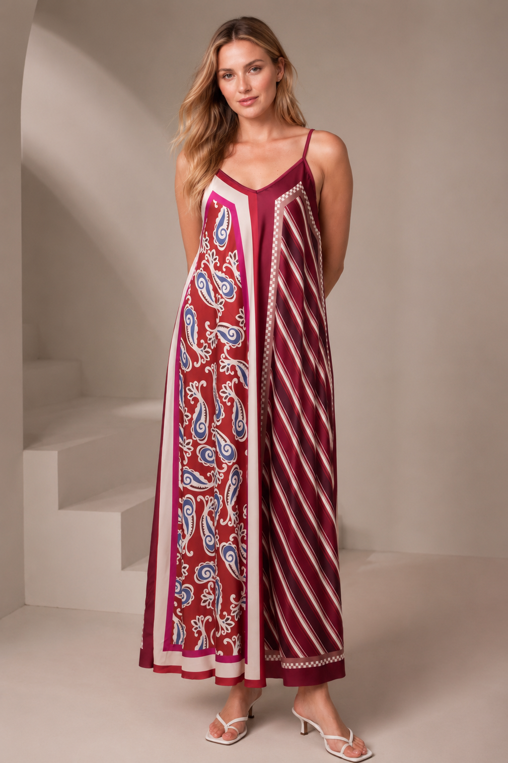 Paisley Patchwork Satin Swing Dress
