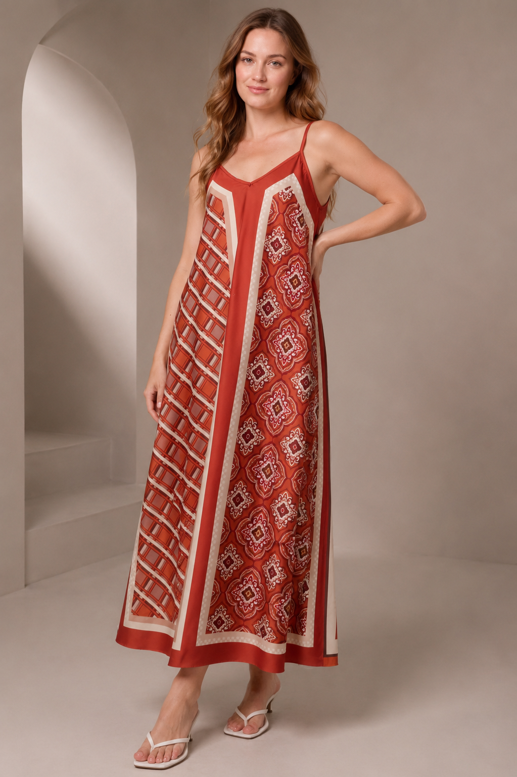 Paisley Patchwork Satin Swing Dress
