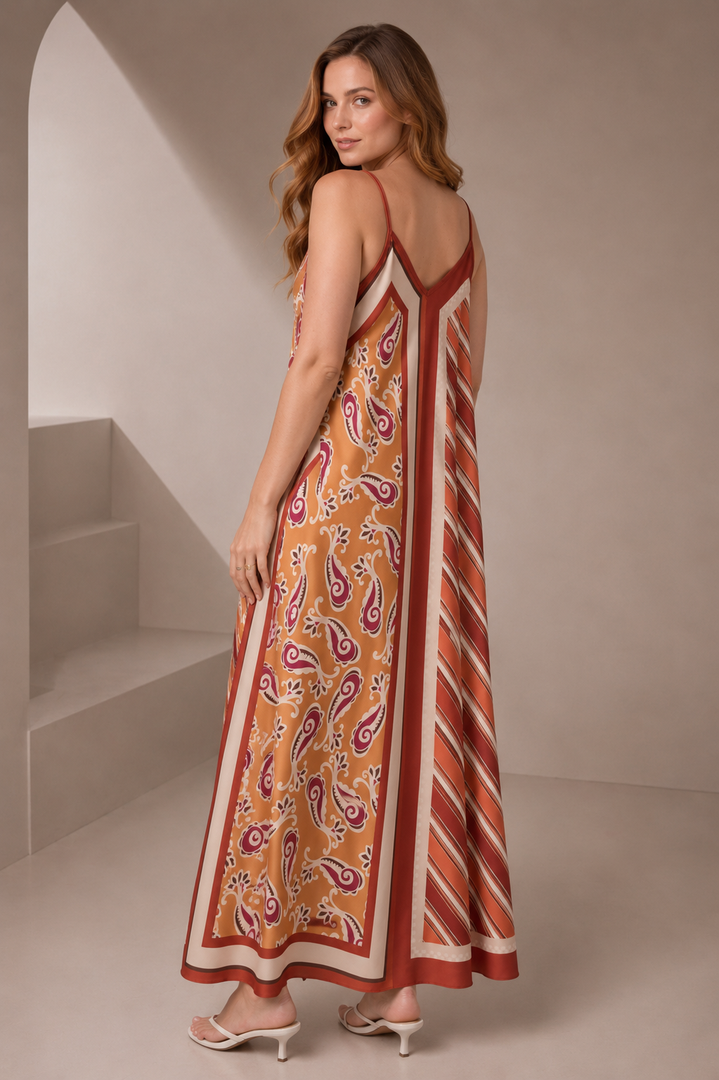 Paisley Patchwork Satin Swing Dress