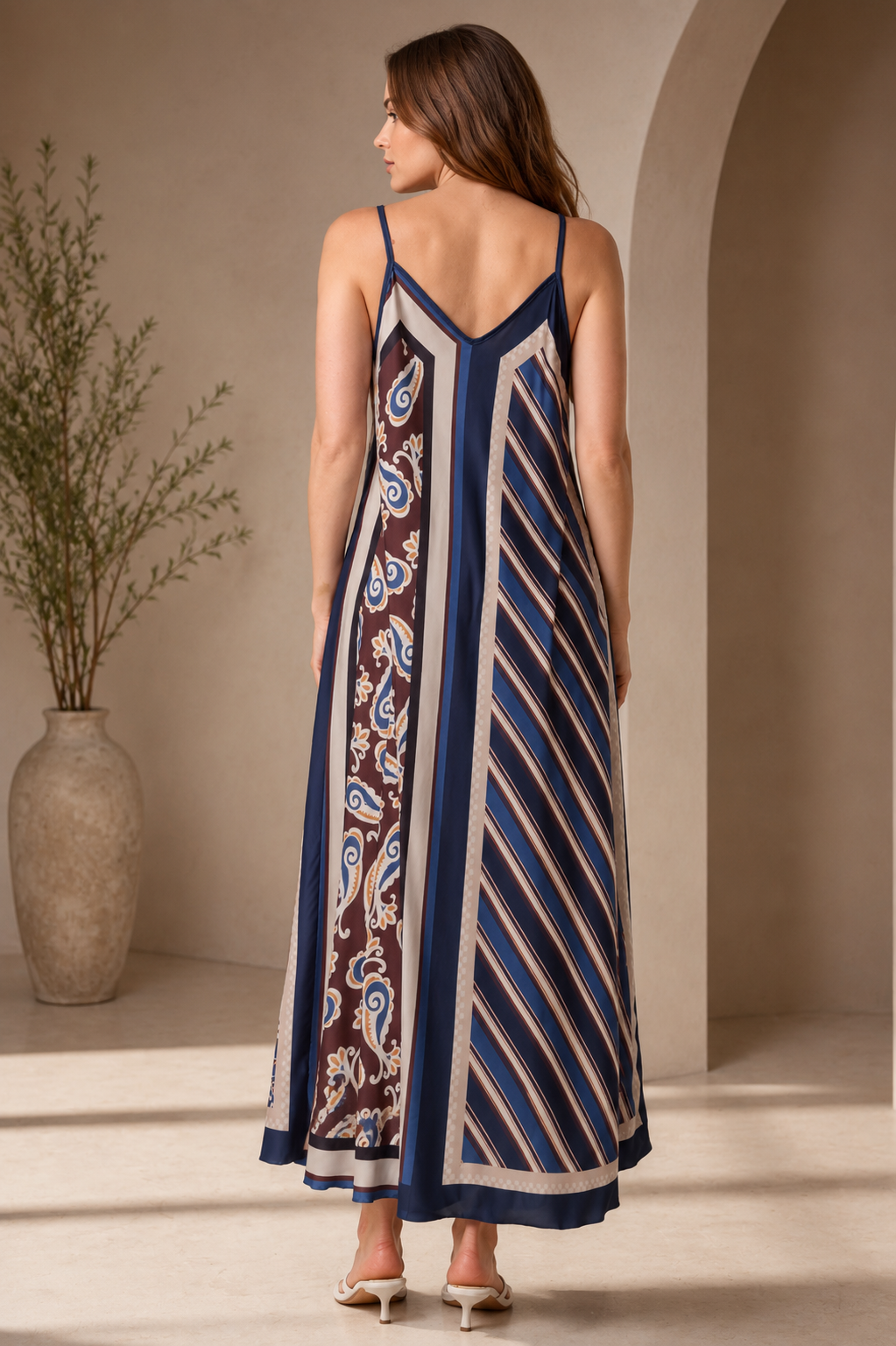 Paisley Patchwork Satin Swing Dress