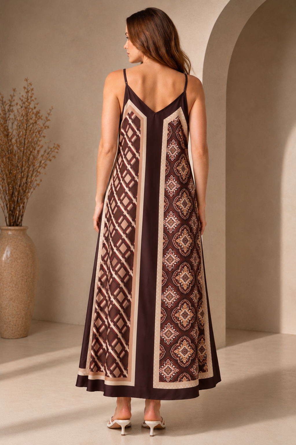 Paisley Patchwork Satin Swing Dress