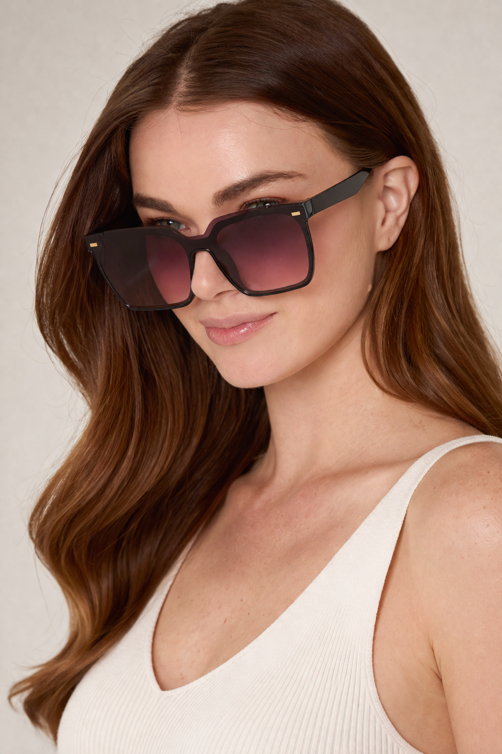Oversized Square Sunglasses for Women with Case – Gradient Lens UV Protection