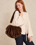 Chocolate Brown Faux Fur Shoulder Bag