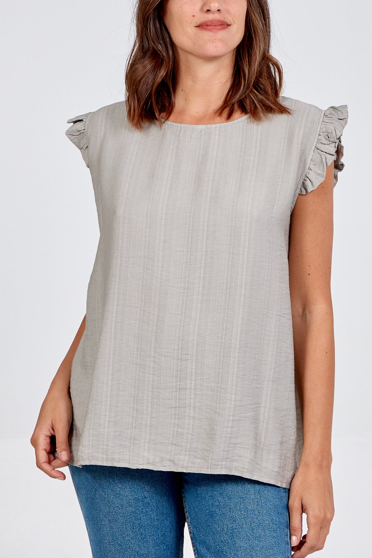 Elegant Casual Blouse for Women – Ruffle Sleeve Smooth Texture Lightweight Top