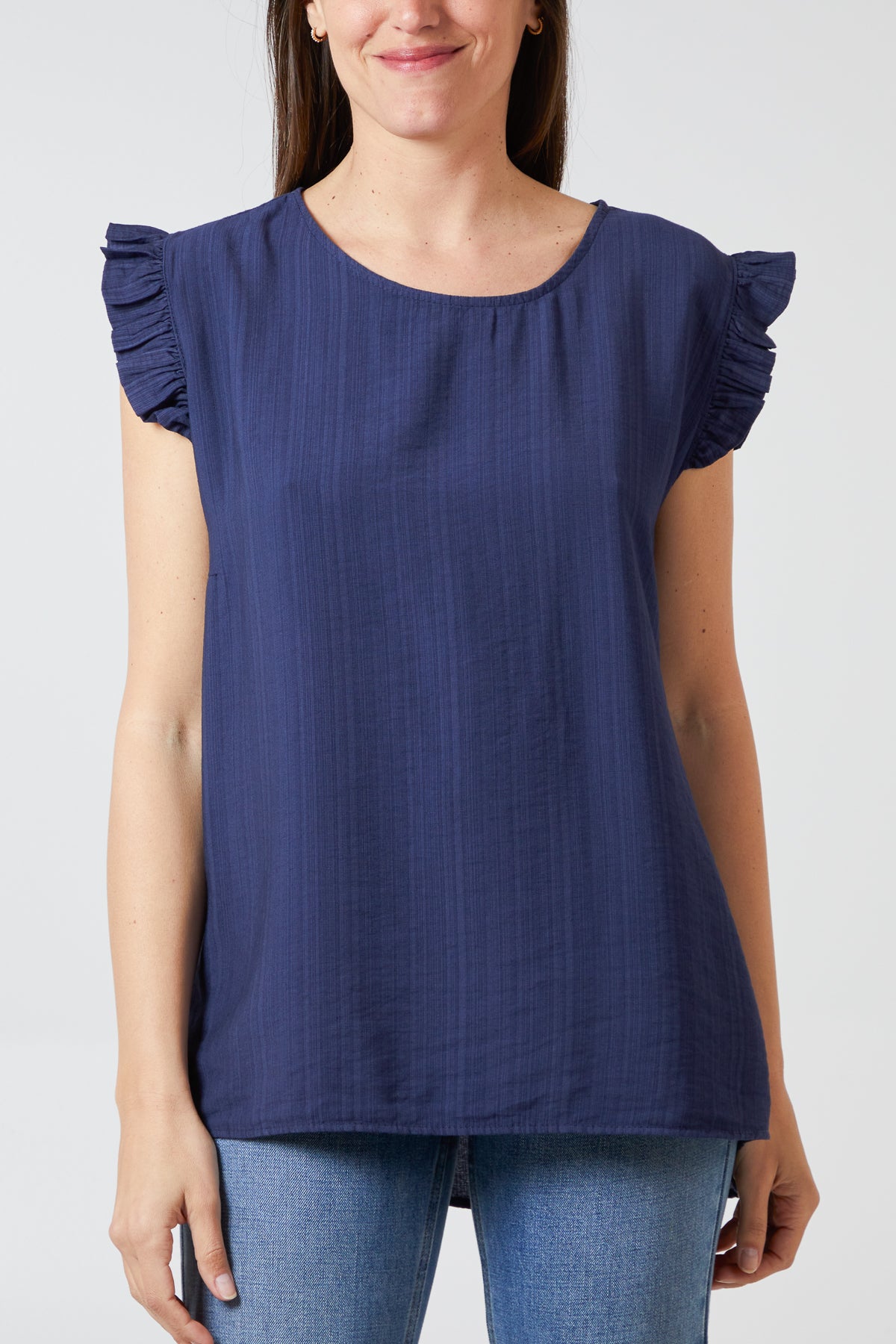 Elegant Casual Blouse for Women – Ruffle Sleeve Smooth Texture Lightweight Top