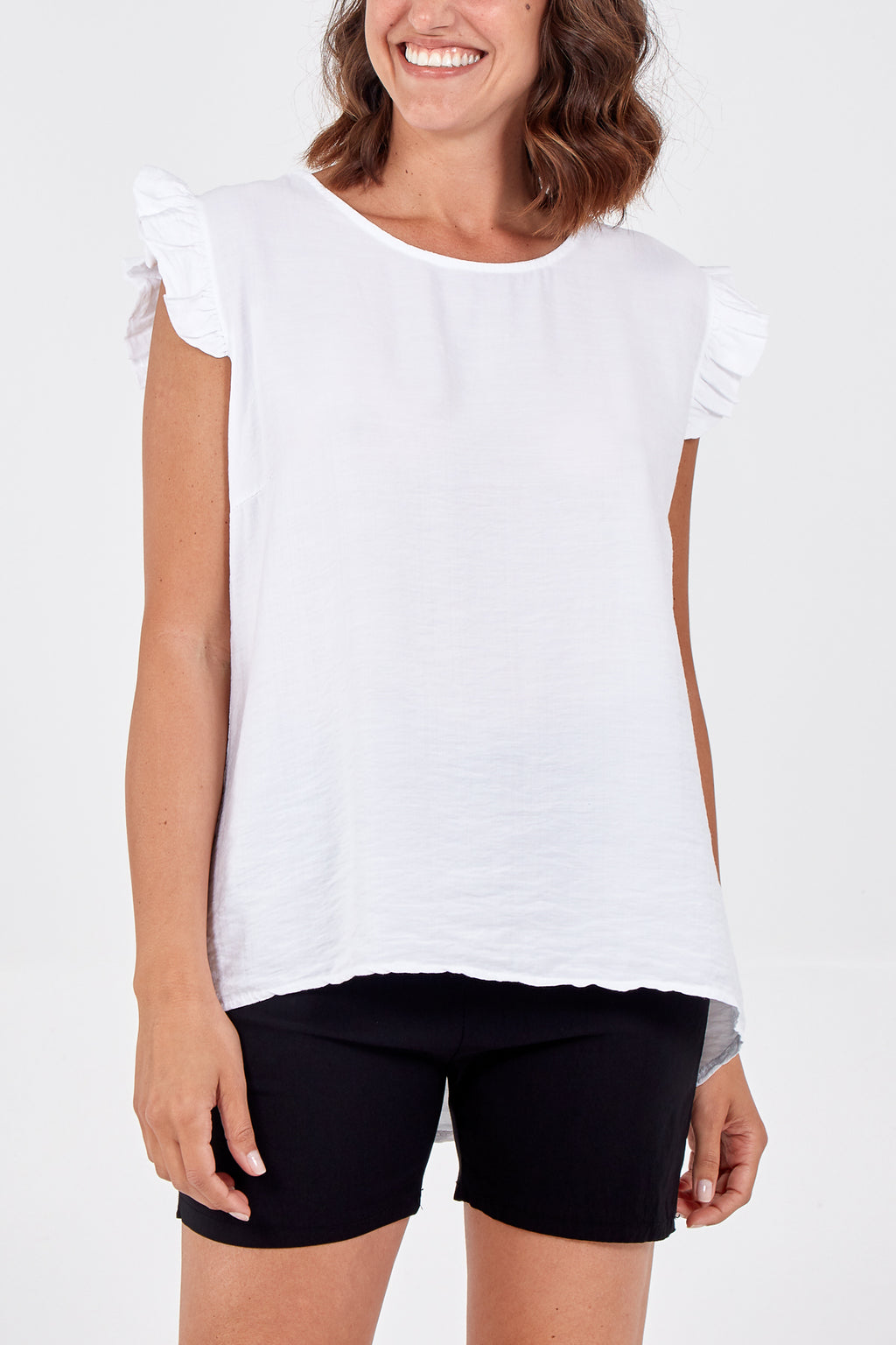 Elegant Casual Blouse for Women – Ruffle Sleeve Smooth Texture Lightweight Top