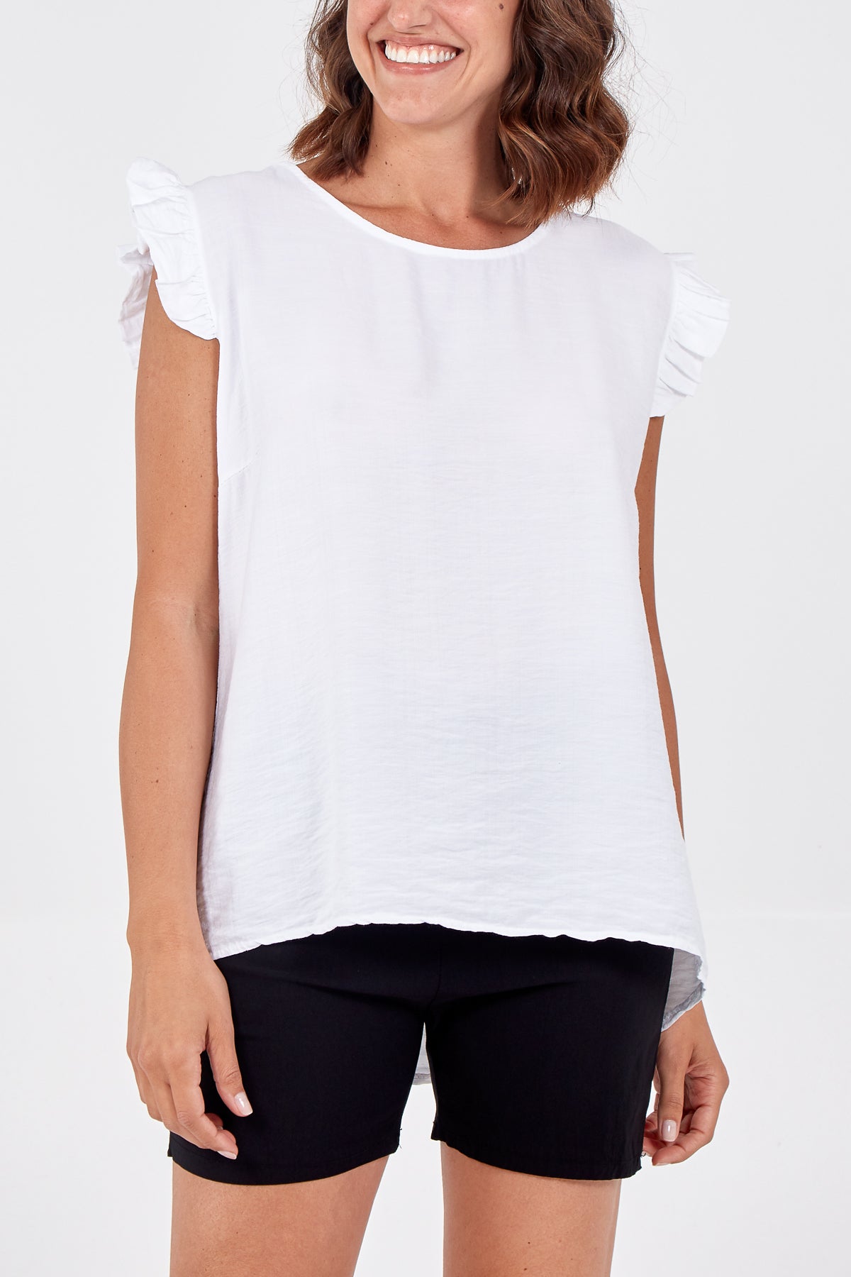 Elegant Casual Blouse for Women – Ruffle Sleeve Smooth Texture Lightweight Top