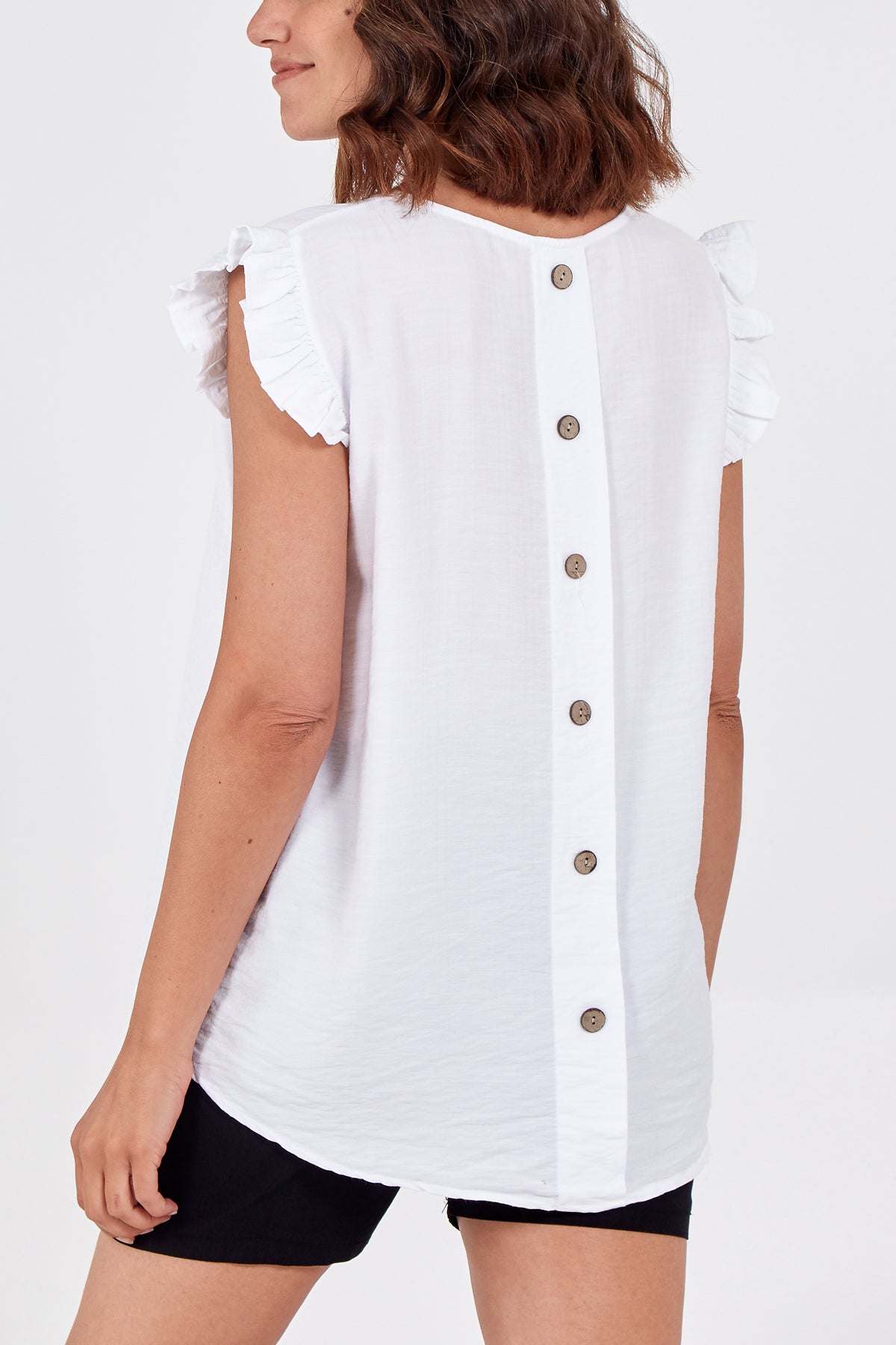 Elegant Casual Blouse for Women – Ruffle Sleeve Smooth Texture Lightweight Top