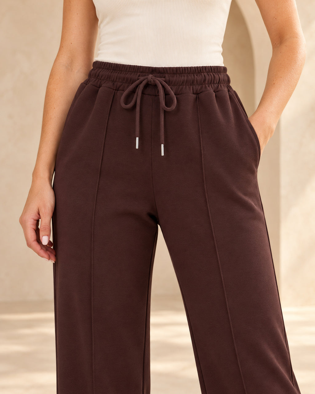 Soft Touch Wide Leg Sweat Drawstring Trousers