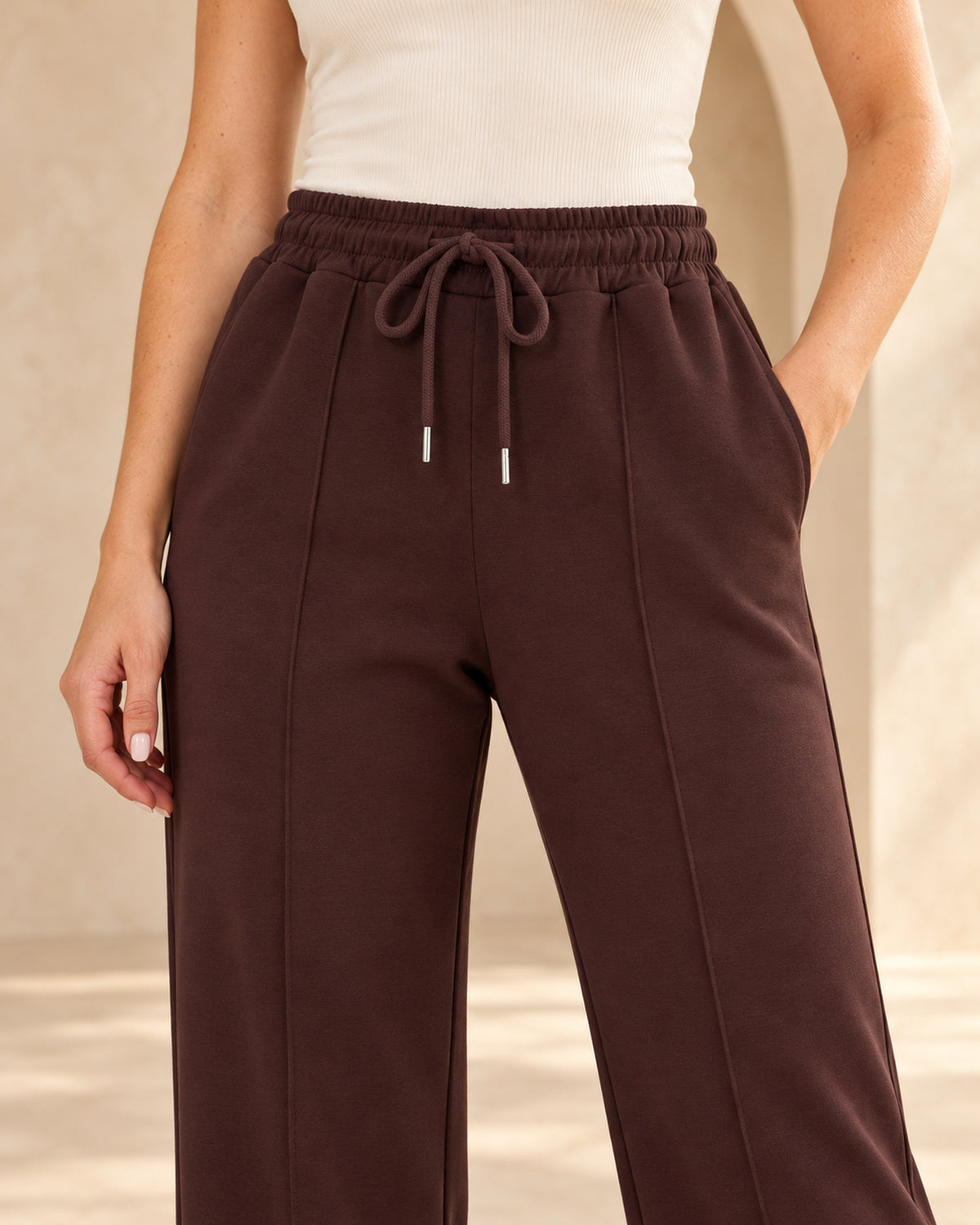 Soft Touch Wide Leg Sweat Drawstring Trousers