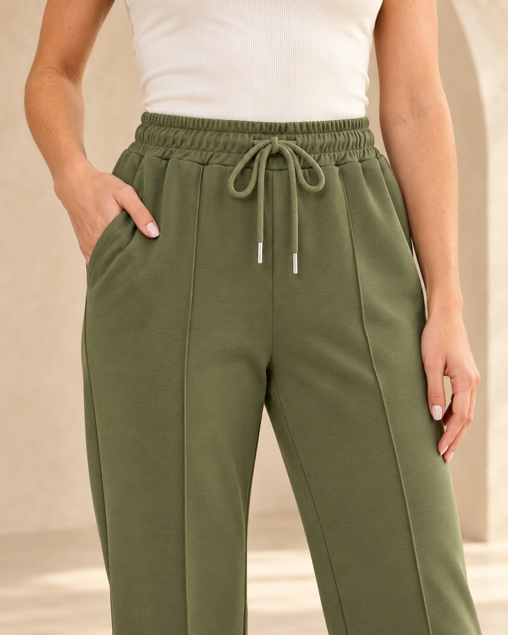 Soft Touch Wide Leg Sweat Drawstring Trousers