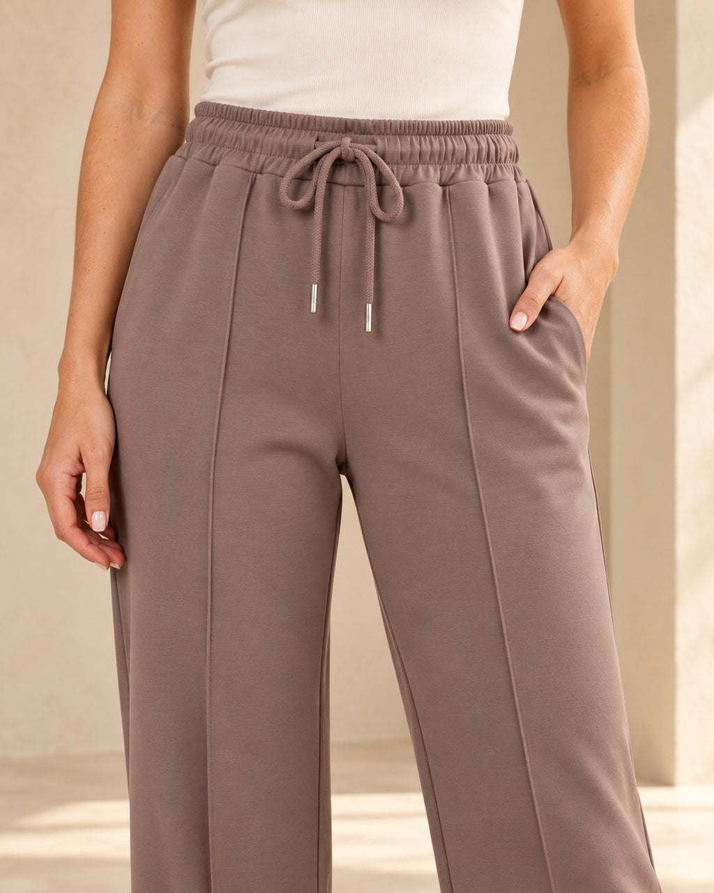 Soft Touch Wide Leg Sweat Drawstring Trousers