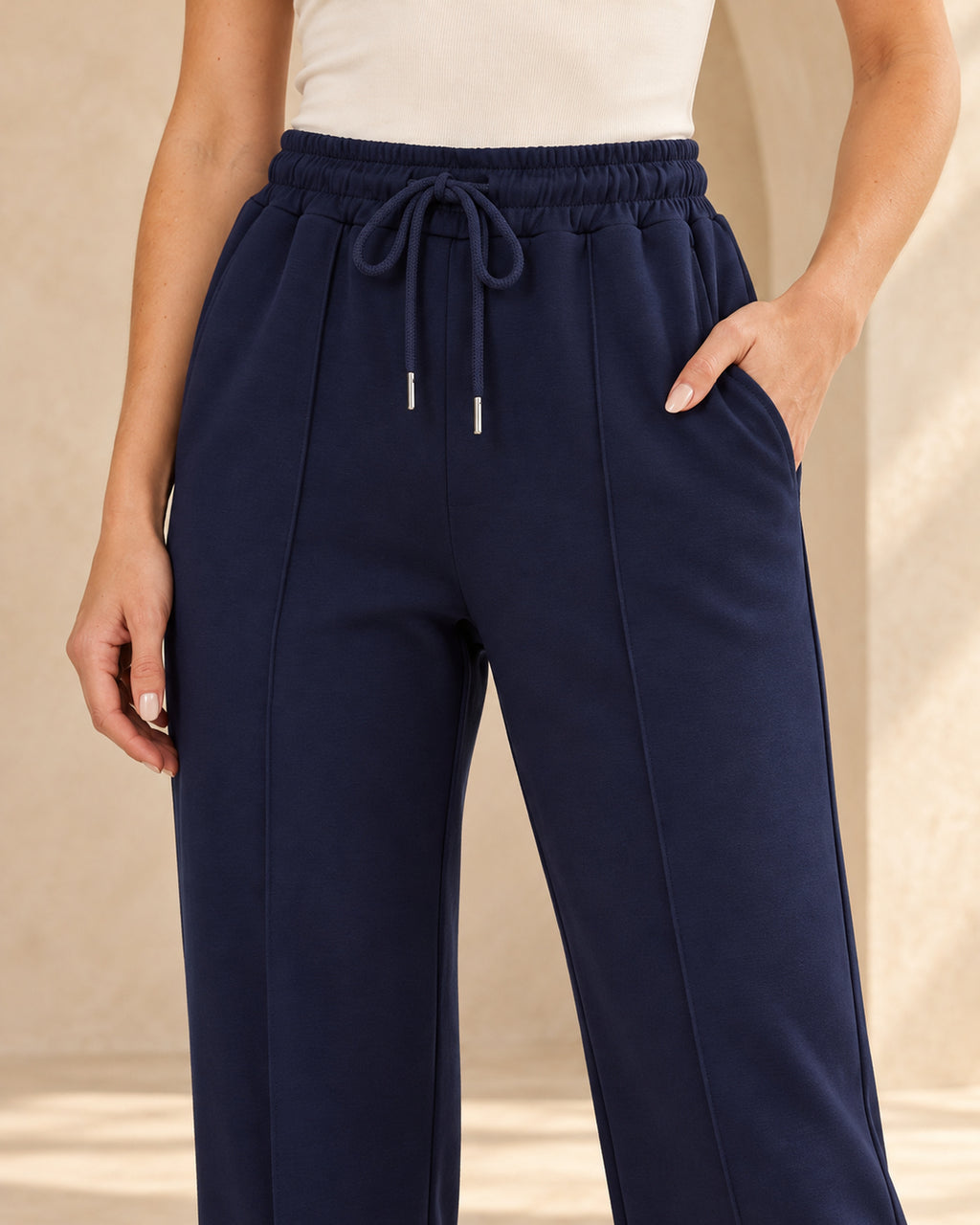 Soft Touch Wide Leg Sweat Drawstring Trousers