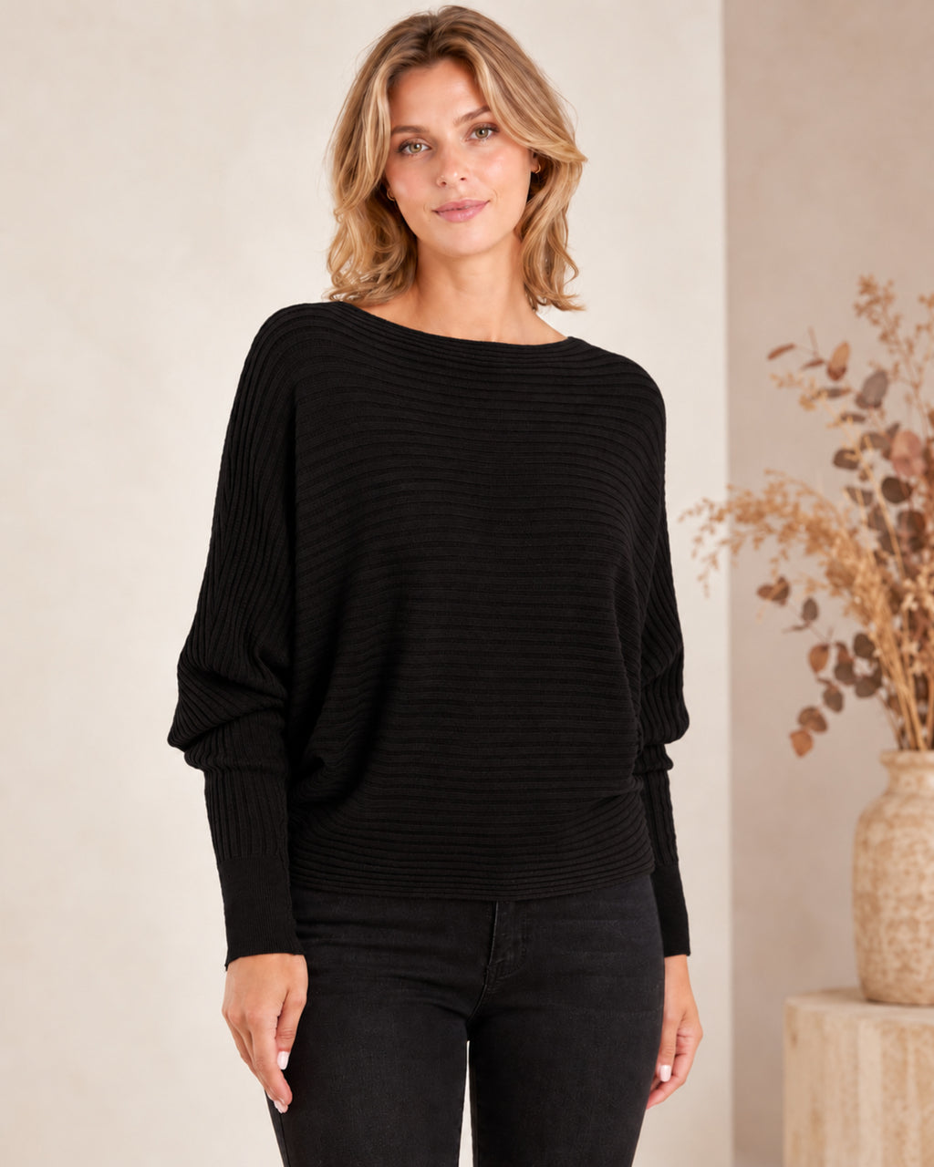 Batwing Ribbed One Size Jumper