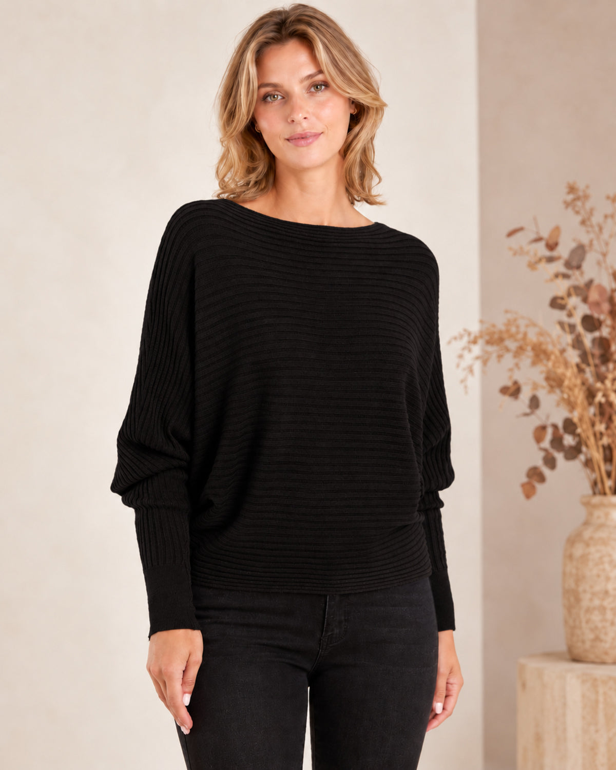 Batwing Ribbed One Size Jumper