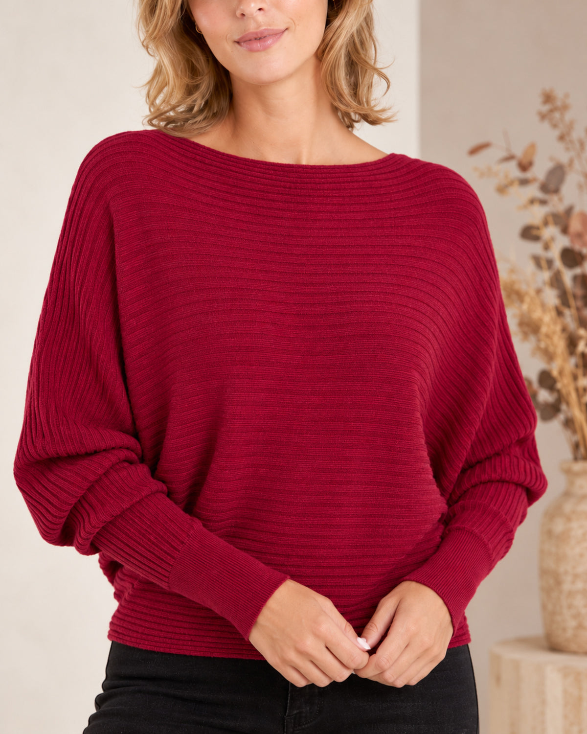 Batwing Ribbed One Size Jumper