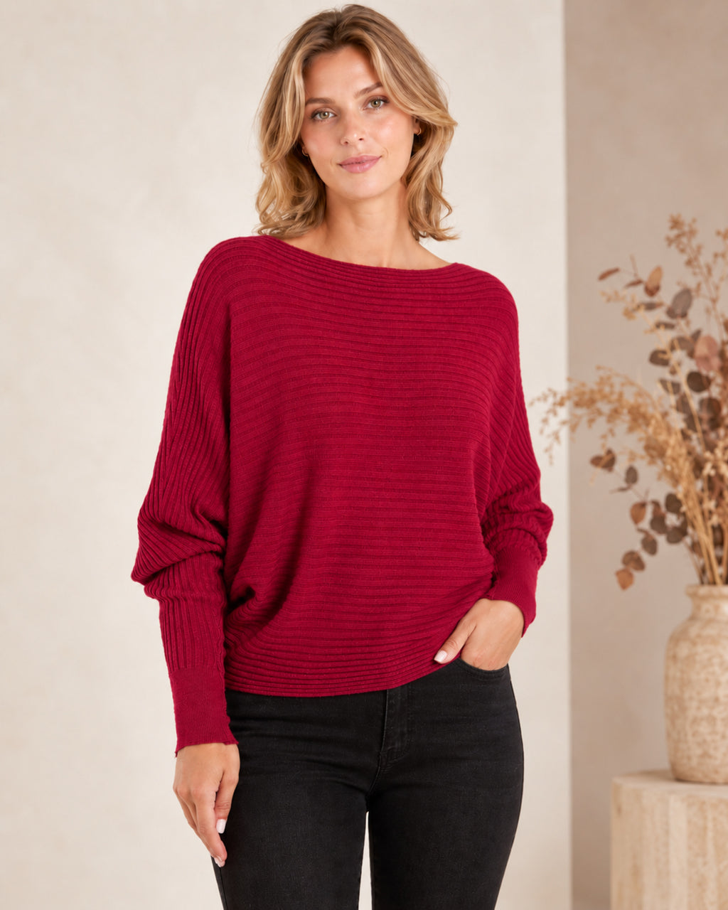 Batwing Ribbed One Size Jumper