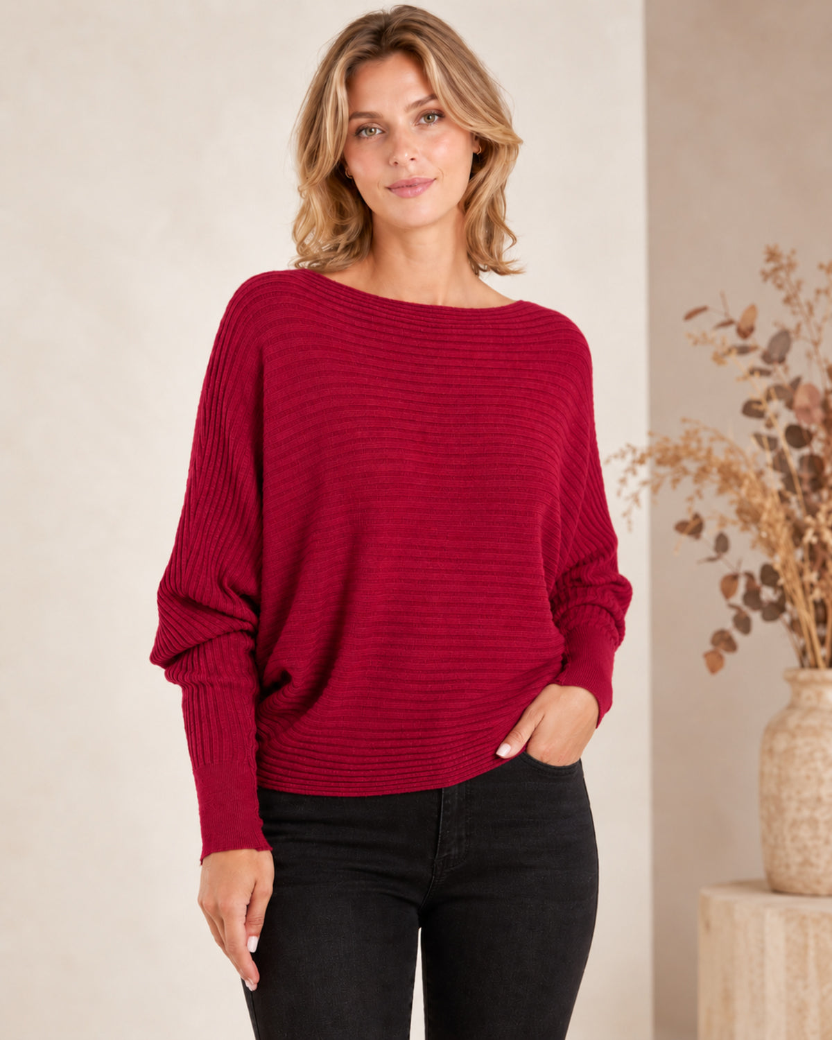 Batwing Ribbed One Size Jumper