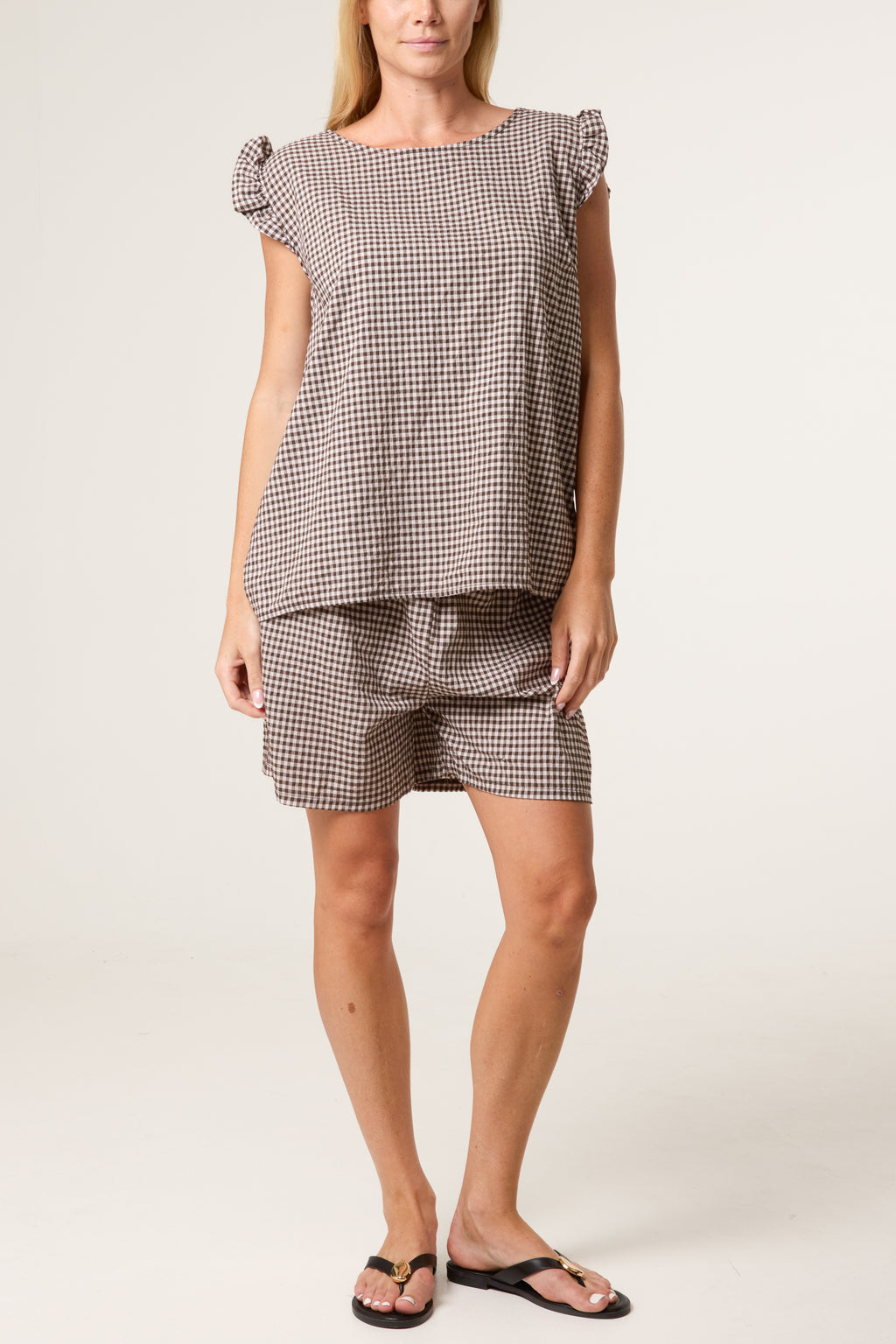 Gingham Blouse & Shorts Co-Ord Set | Lightweight Summer Two Piece Outfit