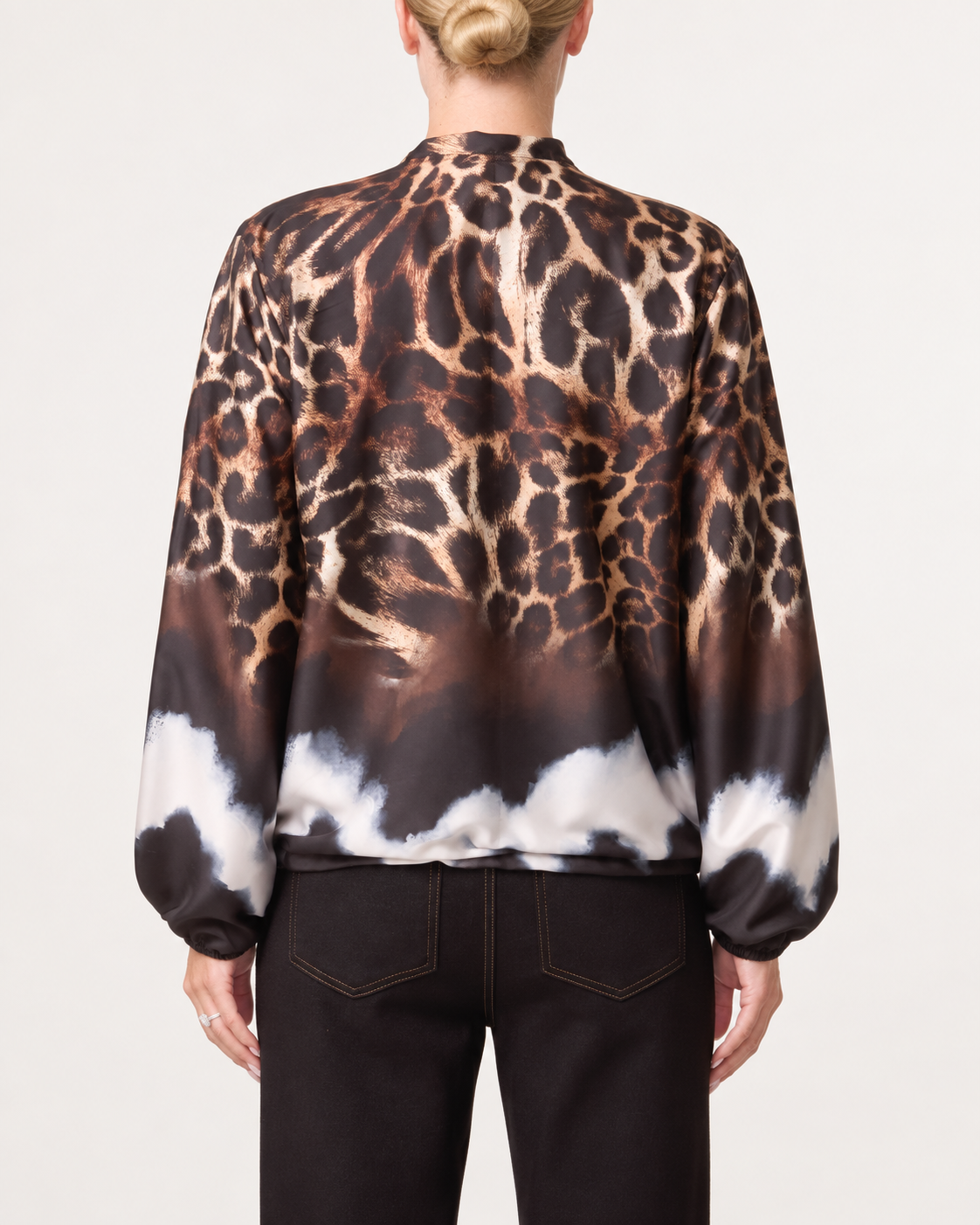 Zip Through Mixed Geo & Animal Print Satin Lightweight Jacket