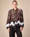 Zip Through Mixed Geo & Animal Print Satin Lightweight Jacket