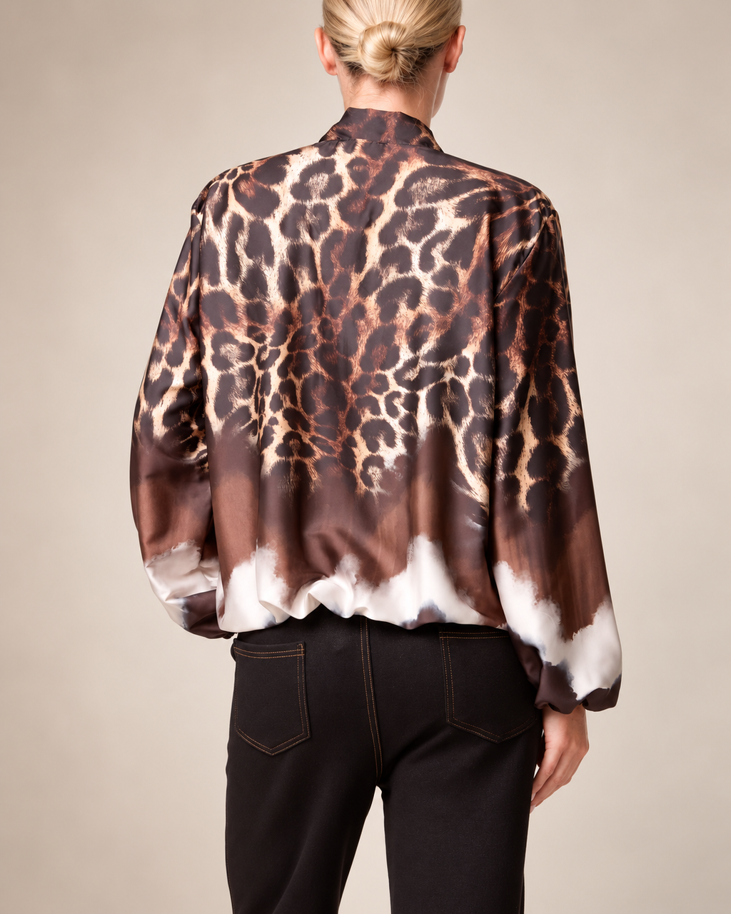 Zip Through Mixed Geo & Animal Print Satin Lightweight Jacket