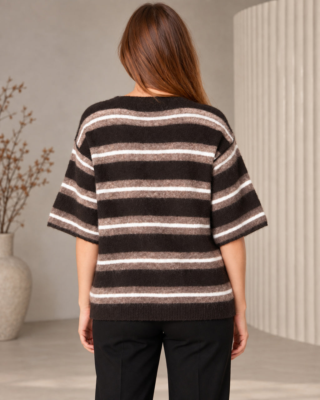 Multicolour Striped Alpaca Wool Blend Cardigan