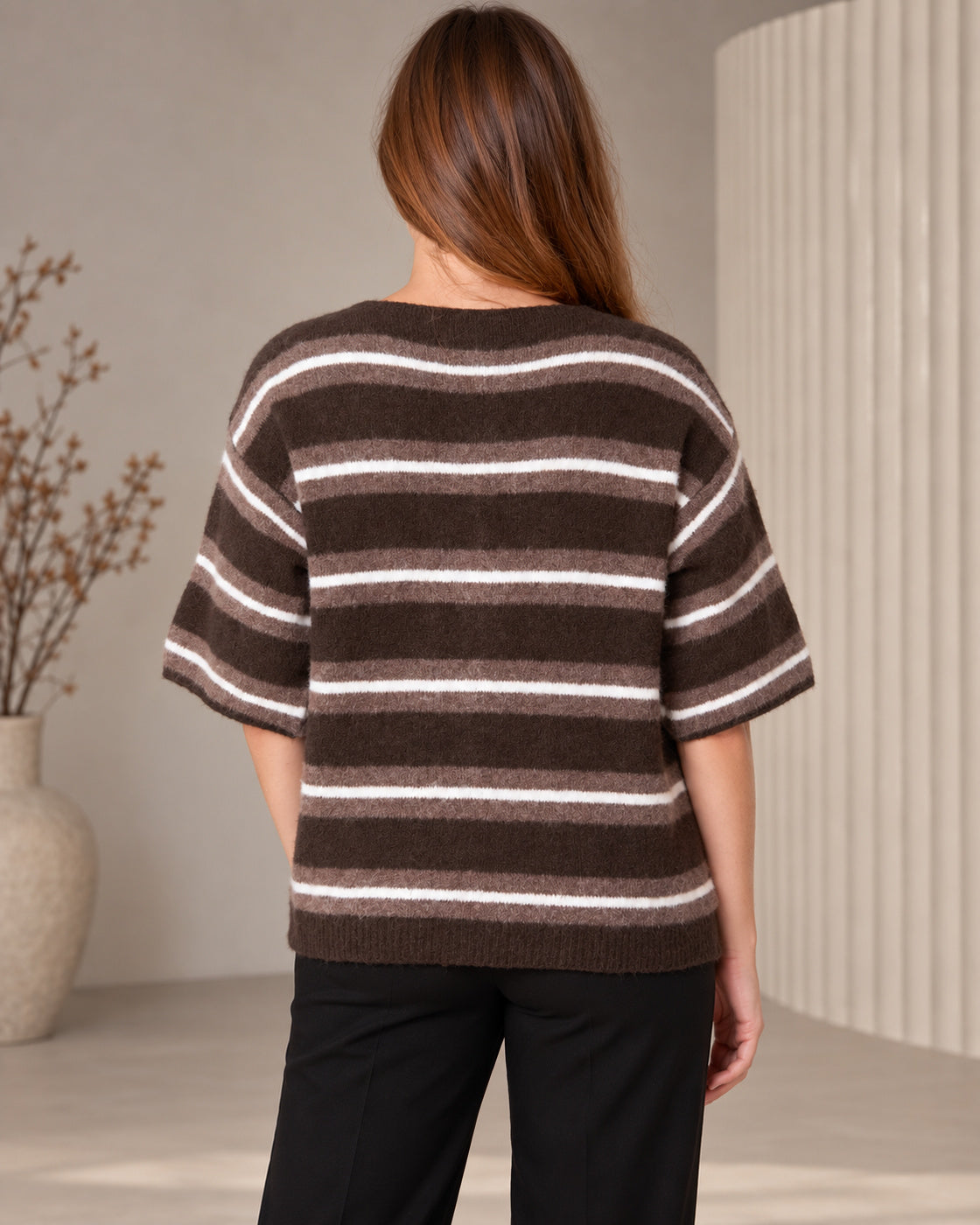 Multicolour Striped Alpaca Wool Blend Cardigan