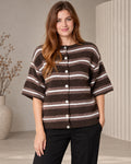 Multicolour Striped Alpaca Wool Blend Cardigan