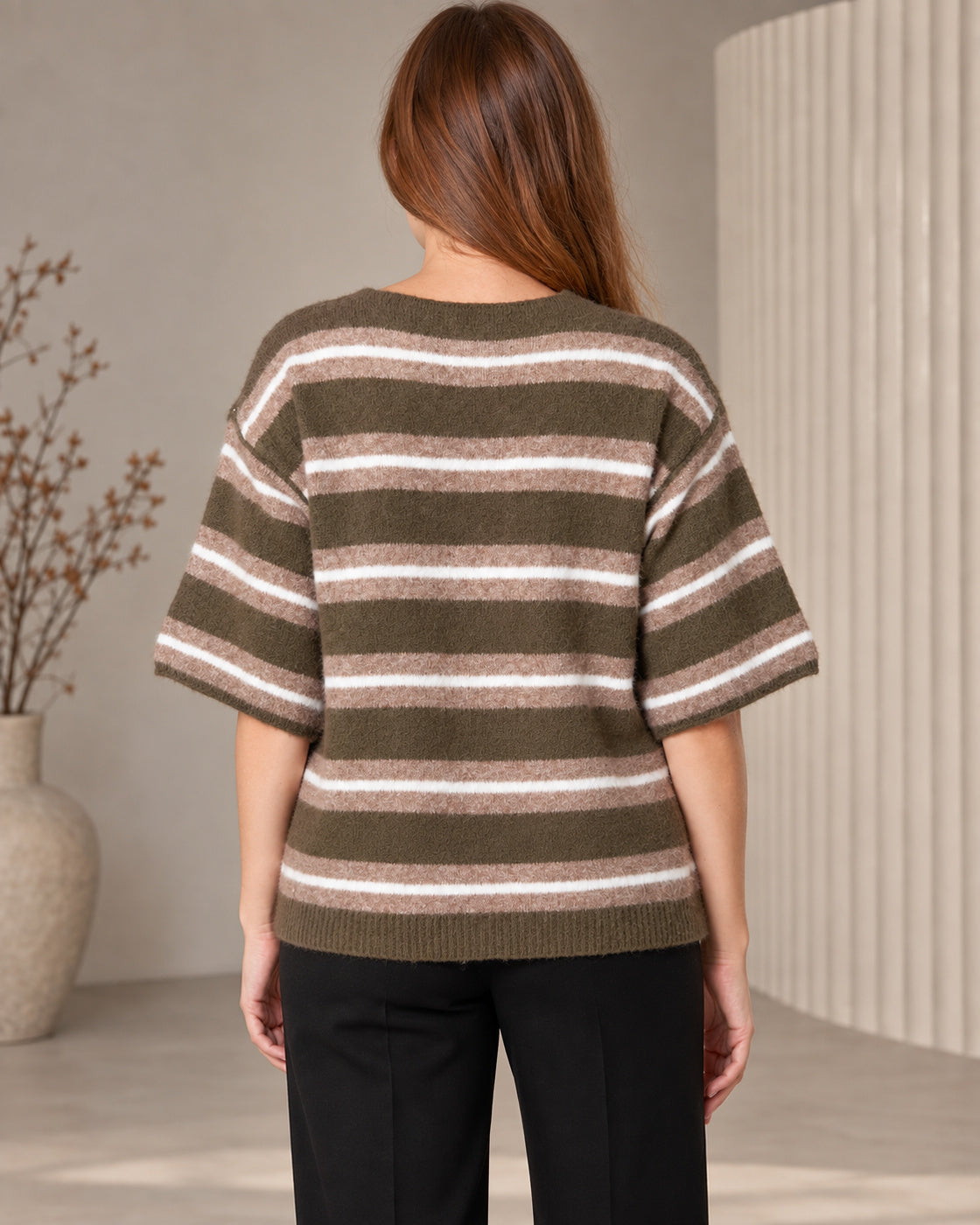 Multicolour Striped Alpaca Wool Blend Cardigan