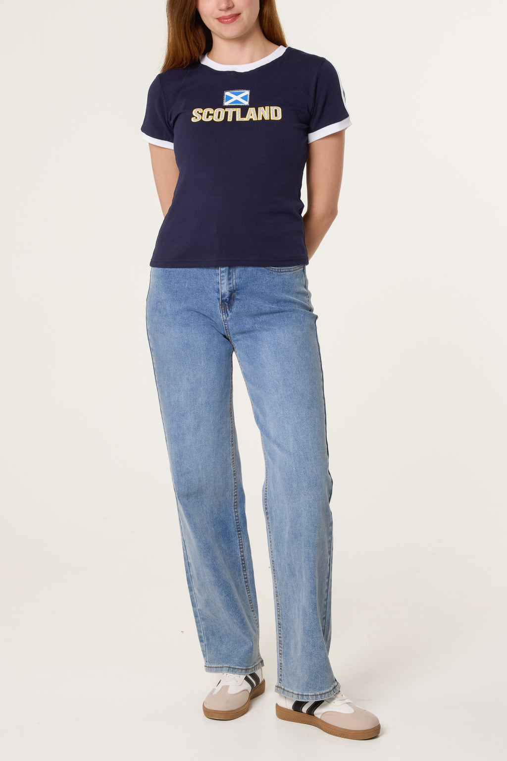 Scotland Printed Women’s T-Shirt – Navy Fitted Sports Style Tee