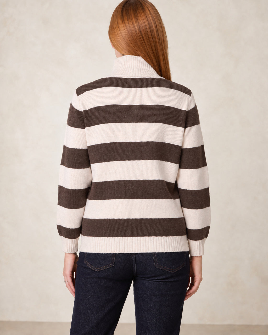 Striped Zip-Up Knit Cardigan