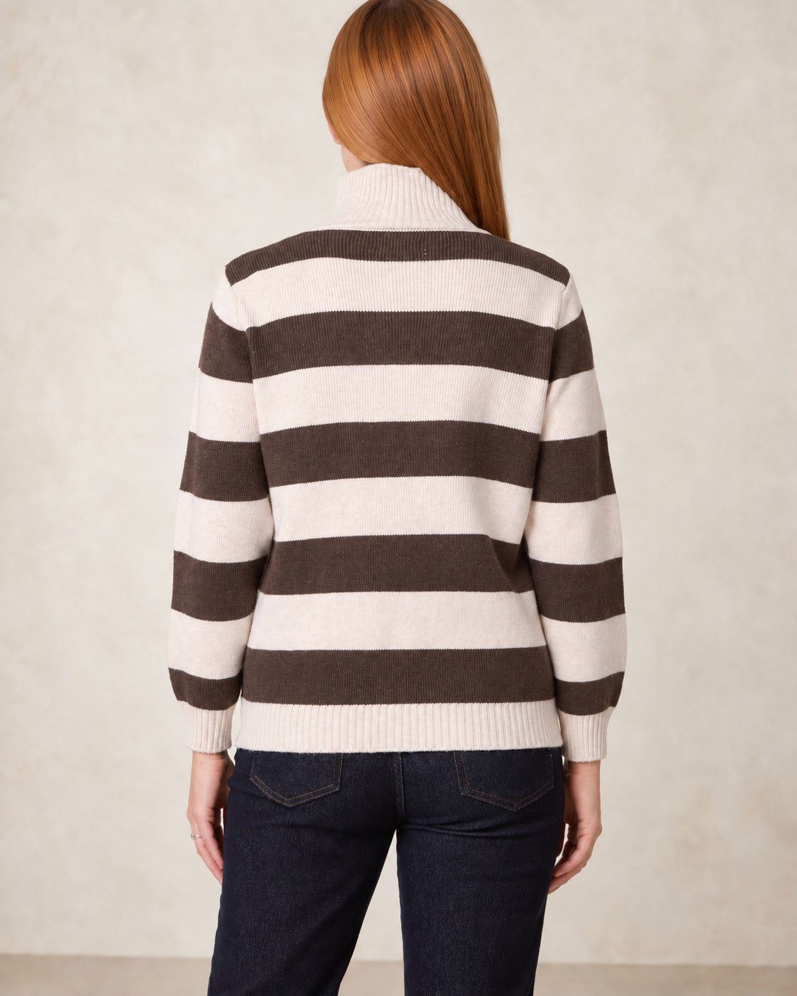 Striped Zip-Up Knit Cardigan