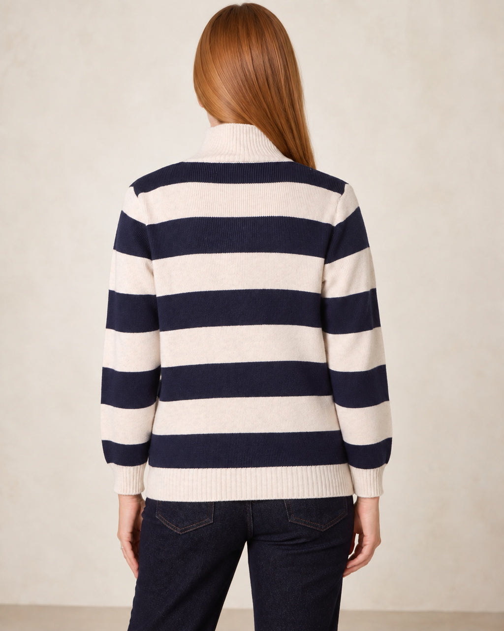 Striped Zip-Up Knit Cardigan