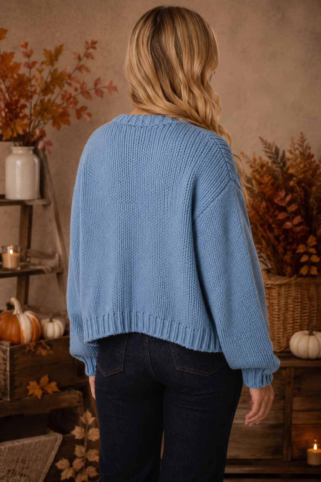 Embroidered Flower Chunky Knit Cardigan