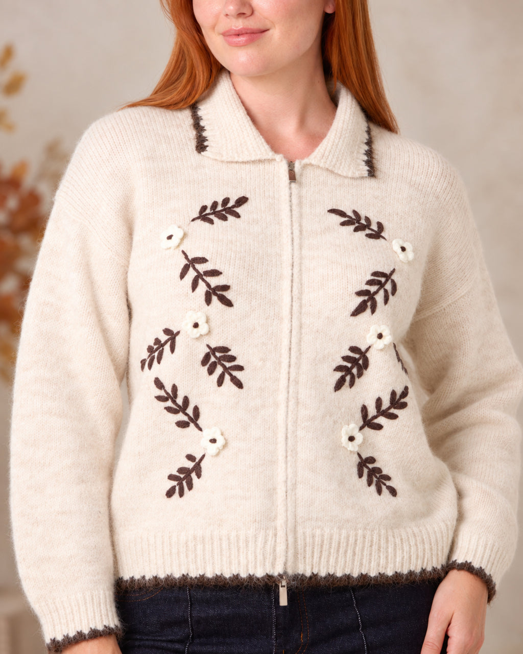 Whimsy 3D Embroidered Knit Cardigan