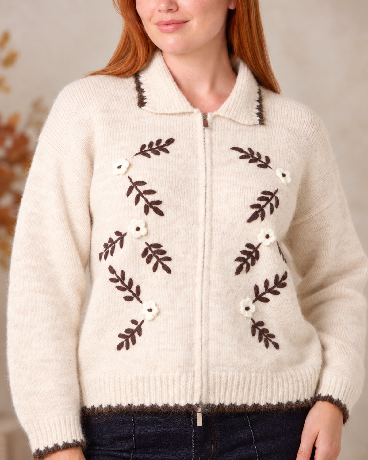 Whimsy 3D Embroidered Knit Cardigan