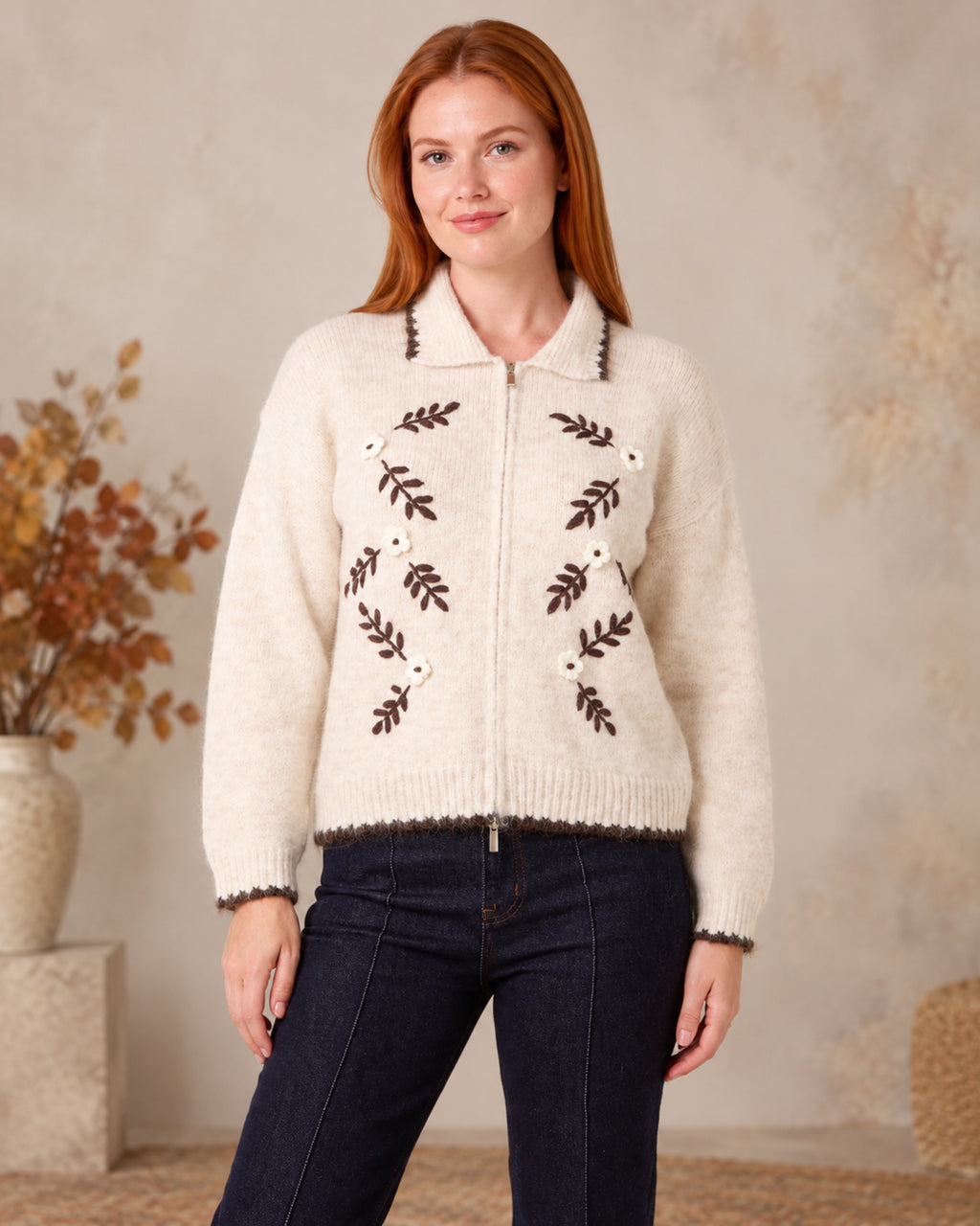 Whimsy 3D Embroidered Knit Cardigan