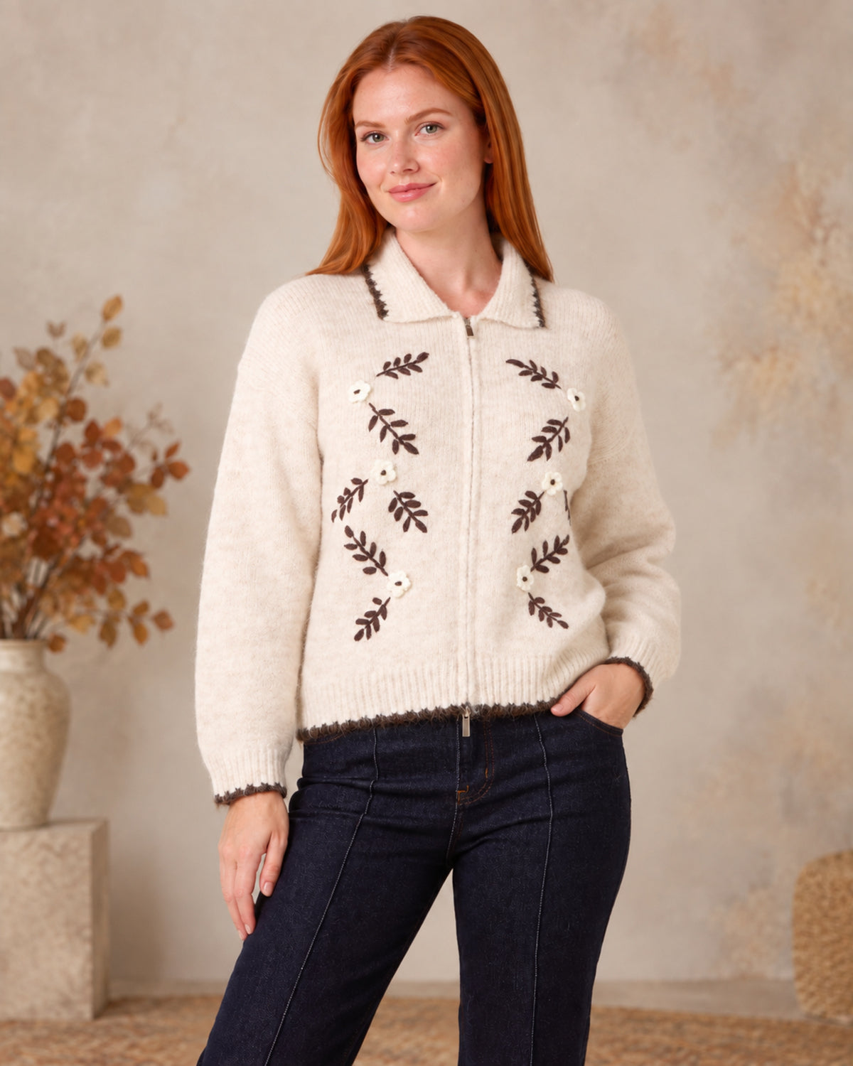 Whimsy 3D Embroidered Knit Cardigan